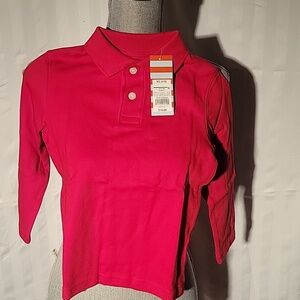 Cat & Jack Red 2 Button-up Short Sleeve  Red Shirt, Size: XS (4/5), NWT